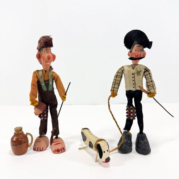 Vintage Ozark Souvenir Folk Dolls Hillbilly Sheriff Dog Jug 1960s Kitschy - Picture 1 of 15
